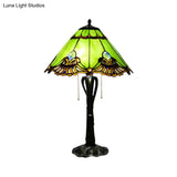 Victorian Cut Glass Cone/Dome Nightstand Lamp With Blossom Pattern