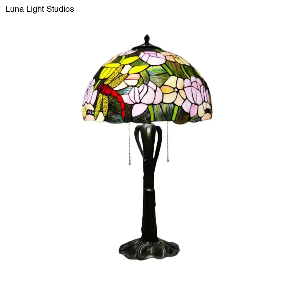 Victorian Cut Glass Cone/Dome Nightstand Lamp With Blossom Pattern