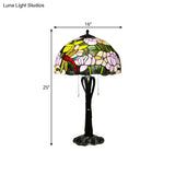Victorian Cut Glass Cone/Dome Nightstand Lamp With Blossom Pattern