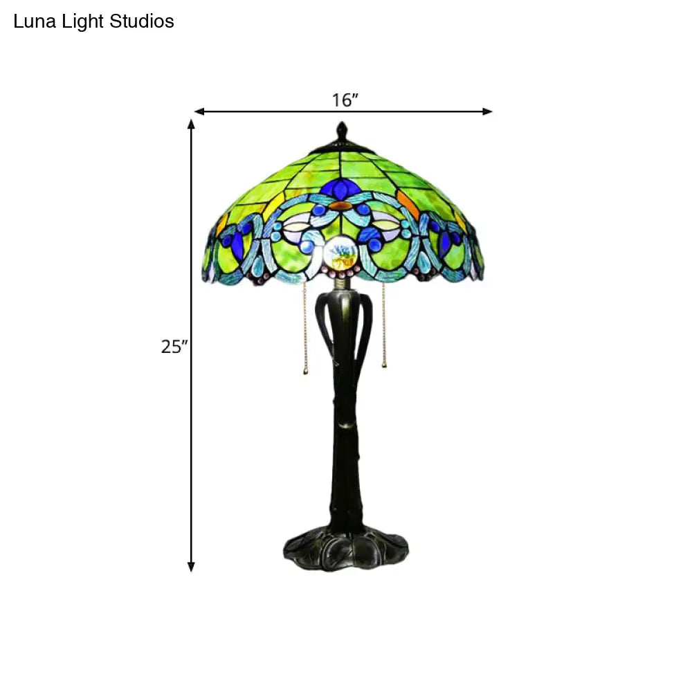 Victorian Cut Glass Cone/Dome Nightstand Lamp With Blossom Pattern