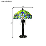 Victorian Cut Glass Cone/Dome Nightstand Lamp With Blossom Pattern