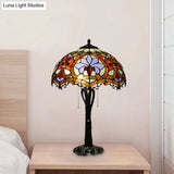 Victorian Cut Glass Cone/Dome Nightstand Lamp With Blossom Pattern