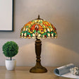 Victorian Domed Cut Glass Night Table Light - Beige/Orange Floral Desk Lamp Orange