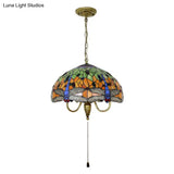 Victorian Dragonfly Antique Brass Pendant Light Kit - Elegant 1-Head Down Lighting For Dining Room