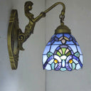 Victorian Hand Cut Glass Brass Wall Sconce - Elegant Dining Room Light Blue