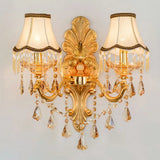 Victorian Metal Wall Sconce With Candlelight Shade And Crystal Décor 2 / Gold Cone