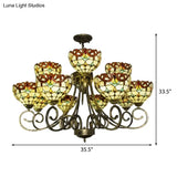 Victorian Stained Glass Chandelier In Brown/Blue For Hotel