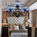 Victorian Stained Glass Chandelier In Brown/Blue For Hotel 9 / Blue