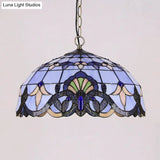 Victorian Stained Glass Dome Shade Pendant Ceiling Light - Single Fixture