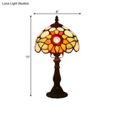 Victorian Stained Glass Dome Table Lamp: Bronze Night Light With Sunflower Pattern