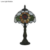 Victorian Stained Glass Dome Table Lamp: Bronze Night Light With Sunflower Pattern