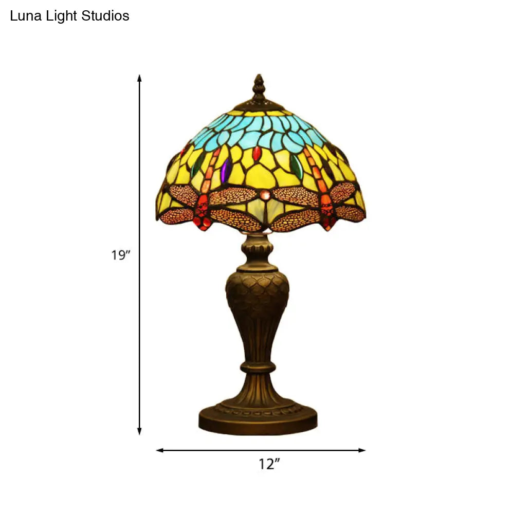 Victorian Stained Glass Dragonfly Patterned Night Light