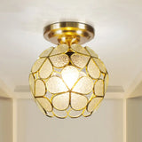 Victorian Stained Glass Flower Ceiling Light In White/Pink/Orange Semi - Mount White