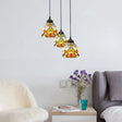 Victorian Stained Glass Hanging Pendant With Domed Design - White 3 Lights Ideal For Dining Room /