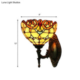 Victorian Stained Glass Wall Lamp: Brown Indoor 1-Light Mount For Corridor