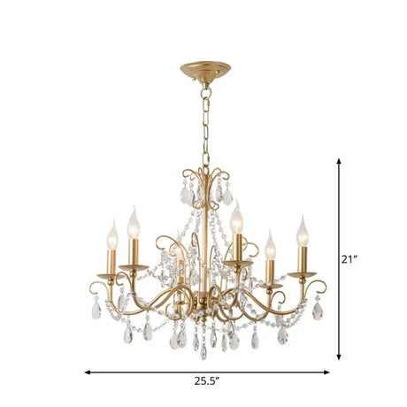 Victorian Style Crystal Accented Metal Chandelier With Gold Finish 6 /