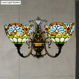 Victorian Style Stained Glass Wall Sconce - 2 Lights For Bedroom Lighting