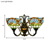 Victorian Style Stained Glass Wall Sconce - 2 Lights For Bedroom Lighting
