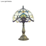 Victorian Tiffany Dome Shade Desk Light - Stained Glass Reading Lamp In Gold/Brown For Bedroom