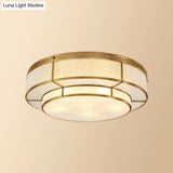 Vintage 2 Layer Frost Glass Flush Mount Ceiling Light In Gold - Living Room Décor