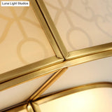 Vintage 2 Layer Frost Glass Flush Mount Ceiling Light In Gold - Living Room Décor