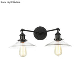 Vintage 2-Light Wall Sconce With Clear Glass Shade For Living Room