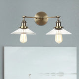 Vintage 2-Light Wall Sconce With Clear Glass Shade For Living Room Bronze