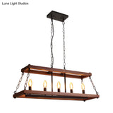 Vintage 3/5 Lights Dining Room Island Lighting Fixture In Brown Pendant