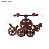 Vintage 5-Light Rustic Gear Wall Sconce For Living Room Décor