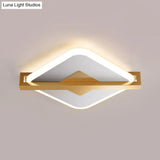 Vintage Acrylic Led Ceiling Mount Light - Black/White - Gold Rhombus Design With Frame Guard