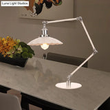 Vintage Adjustable Reading Lamp - Conical Desk Light White Metal 1 Stylish Design 8 Length Arm