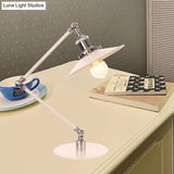 Vintage Adjustable Reading Lamp - Conical Desk Light White Metal 1 Stylish Design 8 Length Arm