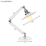 Vintage Adjustable Reading Lamp - Conical Desk Light White Metal 1 Stylish Design 8 Length Arm