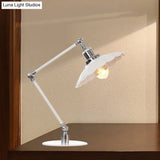 Vintage Adjustable Reading Lamp - Conical Desk Light White Metal 1 Stylish Design 8 Length Arm