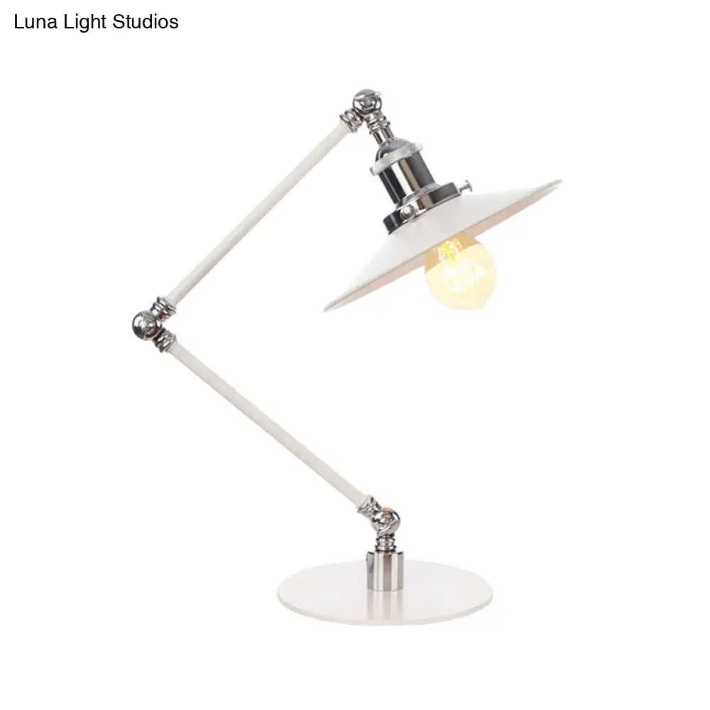 Vintage Adjustable Reading Lamp - Conical Desk Light White Metal 1 Stylish Design 8 Length Arm