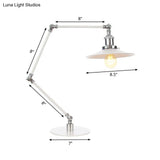 Vintage Adjustable Reading Lamp - Conical Desk Light White Metal 1 Stylish Design 8 Length Arm