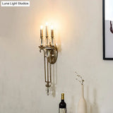 Vintage Aged Silver Candelabra Sconce With Crystal Drop - 3 Light Wall Mount Fixture