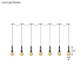 Vintage Amber Glass Ball Pendant Lamp In Black - Tandem Led Ceiling Light 3/5/7-Light Coffee House