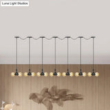 Vintage Amber Glass Pendant Lamp With Black Tandem Led And Multi-Head Design
