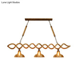 Vintage Amber Glass Pendant Light With Beige Barn Island Design - 2/3 Lights