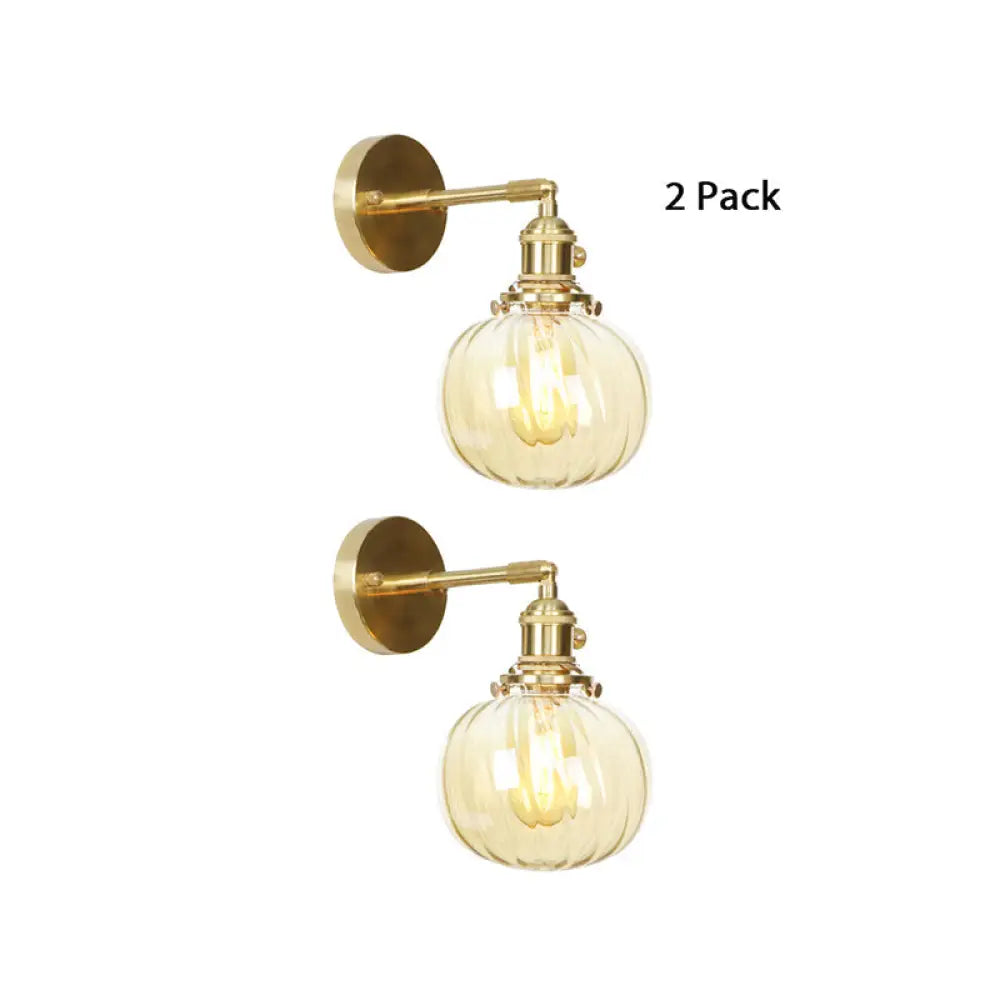Vintage Amber Glass Rotatable Wall Lamp With 1 Light For Bedroom Décor / 2