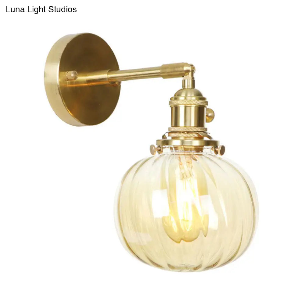 Vintage Amber Glass Rotatable Wall Lamp With 1 Light For Bedroom Décor