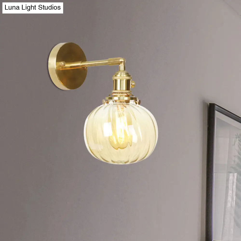 Vintage Amber Glass Rotatable Wall Lamp With 1 Light For Bedroom Décor