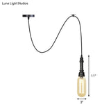 Vintage Amber Glass Swag Pendant Light - Restaurant Sphere/Capsule Design 1-Head With Black Pipe