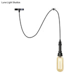 Vintage Amber Glass Swag Pendant Light - Restaurant Sphere/Capsule Design 1-Head With Black Pipe
