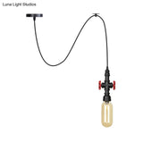 Vintage Amber Glass Swag Pendant Light - Restaurant Sphere/Capsule Design 1-Head With Black Pipe