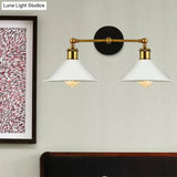 Vintage Antique Brass Cone Wall Sconce - Stylish 2-Light Mount For Living Room