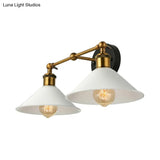 Vintage Antique Brass Cone Wall Sconce - Stylish 2-Light Mount For Living Room