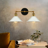 Vintage Antique Brass Cone Wall Sconce - Stylish 2-Light Mount For Living Room