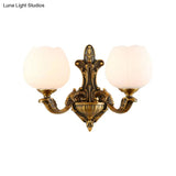 Vintage Antique Brass Wall Sconce With Milky Glass Shade: Stylish 1/2-Light Bowl